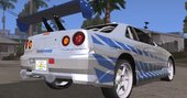 Brian's Nissan Skyline GTR R34  for Mobile