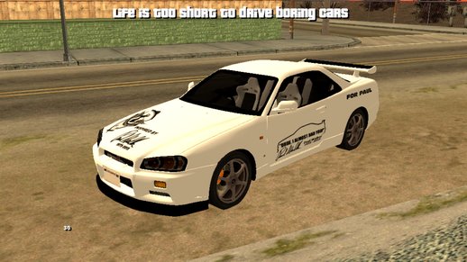 Paul Walker Tribute Paintjob for 1999 Nissan Skyline R-34 GT-R V-spec for Mobile