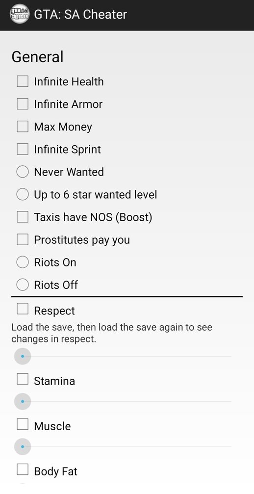 GTA: SA Cheater for Android (no root) 