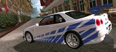 C-West Nissan Skyline GTR R34 (2Fast 2Furious)(SA lights) for mobile