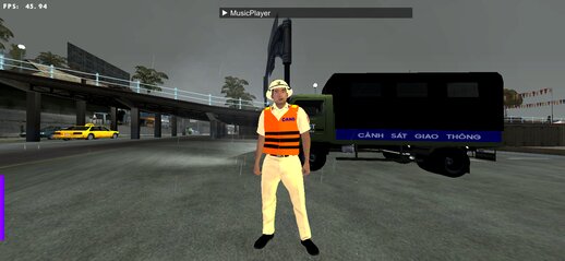 Vietnamese Traffic Police With Helmets And Life jacket For Mobile