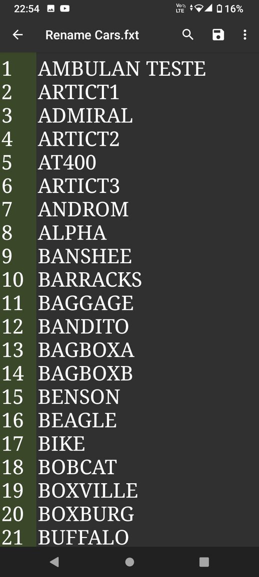 Rename Vehicles for Mobile
